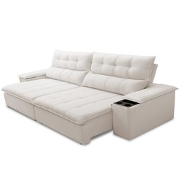 Sofá Retrátil Reclinável para Sala de Estar Living 250cm Ártico F04 Bouclê Cru - Lyam Decor - 6
