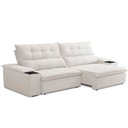 Ver imagem 1 de Sofá Retrátil Reclinável para Sala de Estar Living 250cm Ártico F04 Bouclê Off White - Lyam Decor