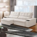Ver imagem 2 de Sofá Retrátil Reclinável para Sala de Estar Living 250cm Ártico F04 Bouclê Off White - Lyam Decor
