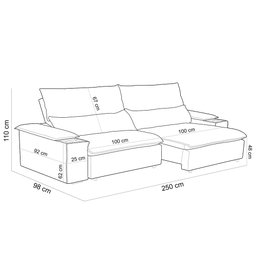 Sofá Retrátil Reclinável para Sala de Estar Living 250cm Ártico F04 Bouclê Cru - Lyam Decor - 5