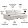 Sofá Retrátil Reclinável para Sala de Estar Living 250cm Ártico F04 Bouclê Cru - Lyam Decor - 4