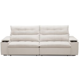 Sofá Retrátil Reclinável para Sala de Estar Living 250cm Ártico F04 Bouclê Cru - Lyam Decor - 3