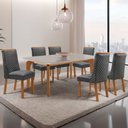 Ver imagem 7 de Mesa de Jantar Liz 180cm Tampo MDF Vidro Canto Copo com 6 Cadeiras Yasmin