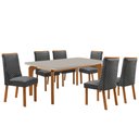 Ver imagem 1 de Mesa de Jantar Liz 180cm Tampo MDF Vidro Canto Copo com 6 Cadeiras Yasmin