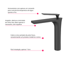 Ver imagem 7 de Torneira Monocomando Bica Alta Preto Fosco Luxo Banheiro Lavabo Inovartte In39