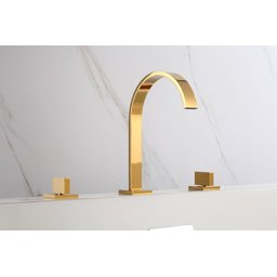 Torneira Misturador Duplo Comando Quadrada Dourado Gold Luxo para Banheiro Lavabo Inovartte In31 - 2