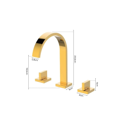 Torneira Misturador Duplo Comando Quadrada Dourado Gold Luxo para Banheiro Lavabo Inovartte In31 - 5