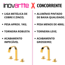 Ver imagem 2 de Torneira Misturador Duplo Comando Quadrada Dourado Gold Luxo para Banheiro Lavabo Inovartte In31