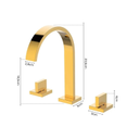 Ver imagem 7 de Torneira Misturador Duplo Comando Quadrada Dourado Gold Luxo para Banheiro Lavabo Inovartte In31