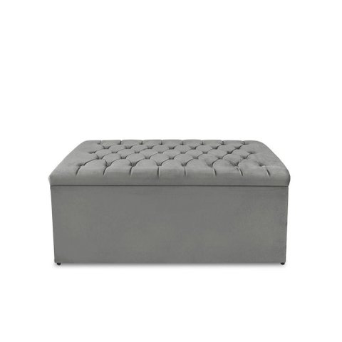 Calçadeira Baú Estofada Dunas Queen 160 Cm - Veludo Cinza Grafite