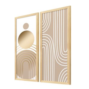 Kit 2 Quadros Decorativos Geométrico Minimalista Quarto Sala