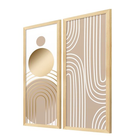 Kit 2 Quadros Decorativos Geométrico Minimalista Quarto Sala