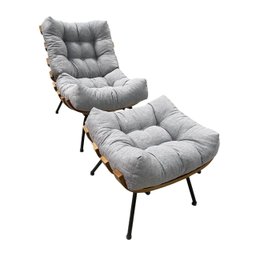 Poltrona Costela G2home + Puff Linho e Costela Multilaminada:cinza - 2