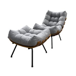 Poltrona Costela G2home + Puff Linho e Costela Multilaminada:cinza