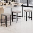 Ver imagem 2 de Kit 05 Banquetas Baixa Bar Cozinha Sala de Jantar Preto Stella L02 Bouclê Creme - Lyam Decor