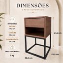 Ver imagem 3 de Kit 2 Mesas de Cabeceira Industrial MDF e Base de Aço em Metalon p/ Quarto Freijó/Preto Lh Móveis