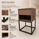 Ver imagem 4 de Kit 2 Mesas de Cabeceira Industrial MDF e Base de Aço em Metalon p/ Quarto Freijó/Preto Lh Móveis