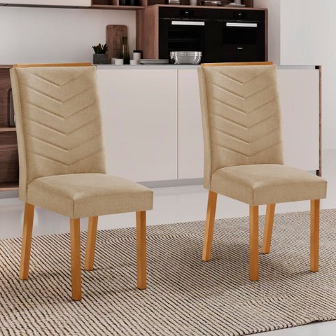 Conjunto com 2 Cadeiras Sicília Madeira Moderna Mobília