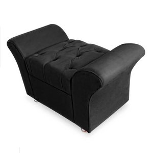 Calçadeira Baú Veneza Solteiro 90cm Suede - Ecotec Decor:Preto