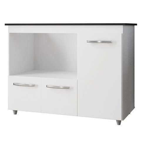 Balcão Cooktop 3 Portas MDP Dobradiças Metálicas Pés Anita Branco