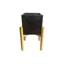 Ver imagem 1 de Vaso de Plantar Quadrado Cubo Cachepot com Suporte Tripe Madeira Pinus 40cm