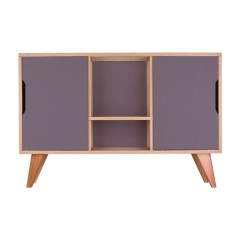Aparador Buffet Retrô Murano 2 Portas MDP 115cm Cinza Claro Mercado Das Prateleiras