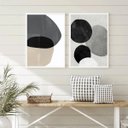 Ver imagem 2 de Kit 2 Quadros Decorativos Abstratos- Círculos Cinza 33x24cm - com Vidro:madeira Preta