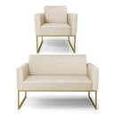 Ver imagem 1 de Sofá Namoradeira e Poltrona Marisa Industrial Dourado Sintético D03 - D’Rossi