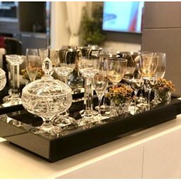 Bandeja Decorativa Preta Vidro Decoração Luxo 40x25 - 5