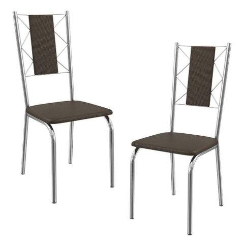 Kit 2 Cadeiras Cromada Sala Jantar 2c076cr Corino Kappesberg Marrom