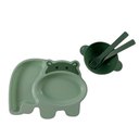 Ver imagem 3 de Kit Refeição Infantil Prato Talheres Tijelinha Criança Bebê Papinha Verde