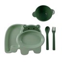 Ver imagem 1 de Kit Refeição Infantil Prato Talheres Tijelinha Criança Bebê Papinha Verde