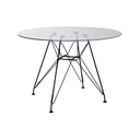 Ver imagem 1 de Mesa Eames Ferro Preto Tampo Redondo Vidro 90cm