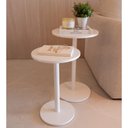 Ver imagem 1 de Conjunto de Mesinhas Redondas Laterais Branca para Decorar Apoiar em Salas Quartos Hall Consultórios