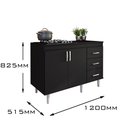 Ver imagem 2 de Balcão em Mdp para Cooktop 1,20m 5 Bocas 2 Portas e 3 Gavetas Turim - Lojas Movelove