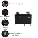 Ver imagem 3 de Balcão em Mdp para Cooktop 1,20m 5 Bocas 2 Portas e 3 Gavetas Turim - Lojas Movelove