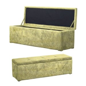Puff Baú Casal 138cm Cor Amarelo