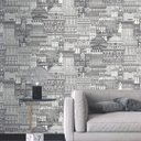 Ver imagem 1 de Papel de Parede Cidade Preto e Branco Vinilico Lavável+ Cola Inclusa