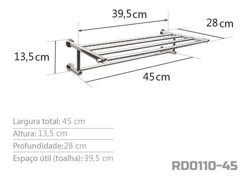 Toalheiro Rack 45 Cm Inox - Kromus Rd0110-45 - 3