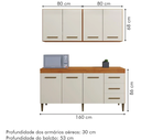Ver imagem 3 de Cozinha Completa Atenas 7 Portas 3 Gavetas Kaiki Móveis - Nature/off