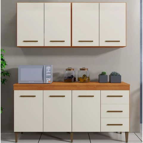 Cozinha Completa Atenas 7 Portas 3 Gavetas Kaiki Móveis - Nature/off