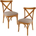 Ver imagem 1 de Kit 02 Cadeiras Para Sala de Jantar e Estar Living Estofada Ávila L02 Linho Bege Escuro - Lyam Lyam