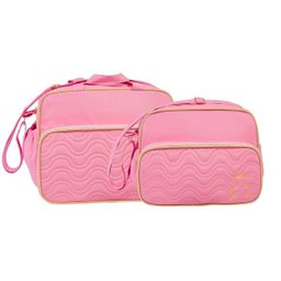 Conjunto de Bolsa Maternidade Ursa Feliz Rosa Bebê - 1