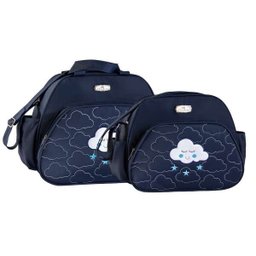 Conjunto de Bolsa Maternidade Nuvem Sonho Feliz Azul Marinho - 1