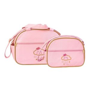Conjunto de Bolsa Maternidade Nuvem Estrela Rosa Bebê