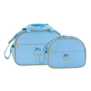 Conjunto de Bolsa Maternidade Nuvem Estrela Azul Bebê