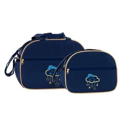 Conjunto de Bolsa Maternidade Nuvem Estrela Azul Marinho - 1