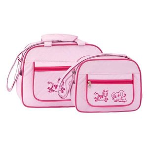Conjunto de Bolsa Maternidade Dijon Safari Rosa Bebê