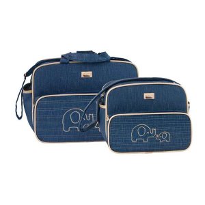 Conjunto de Bolsa Maternidade Milão Elefante Matelassê Marinho