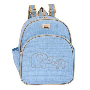 Mochila Maternidade Milão Elefante Matelassê Azul Bebê